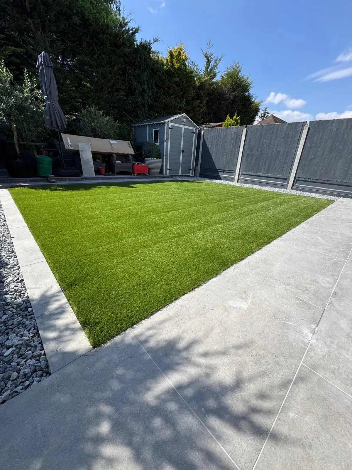 Finished garden with lawn and landscaped areas