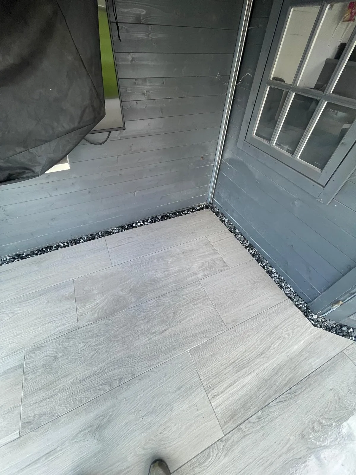Finished paved garden area