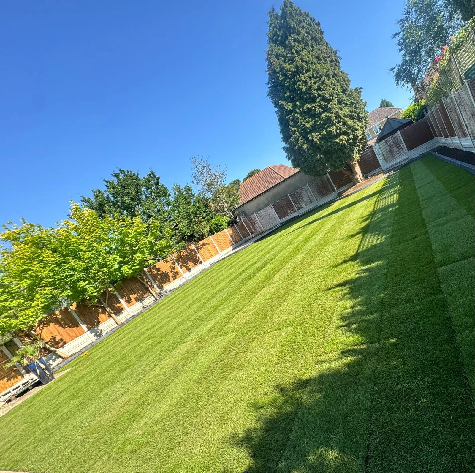 Garden with artificial lawn