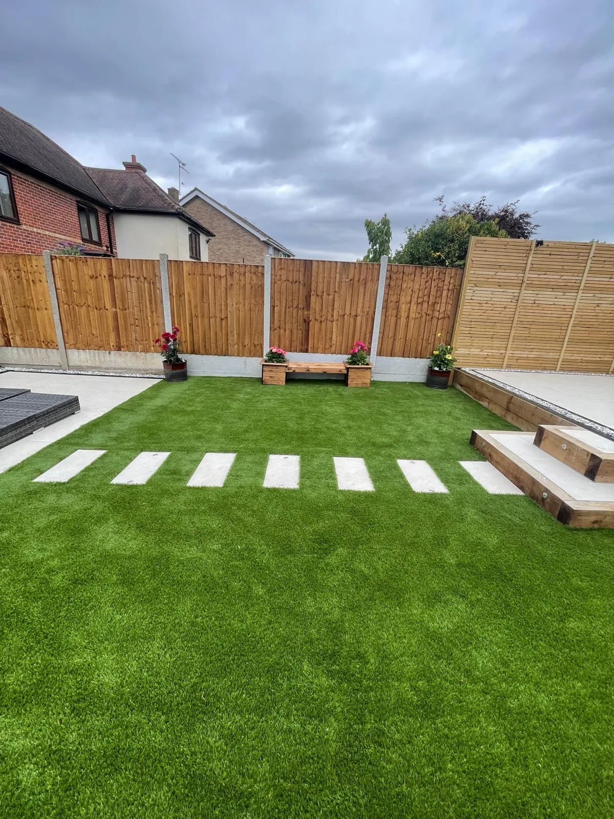 Finished garden with boundary fencing